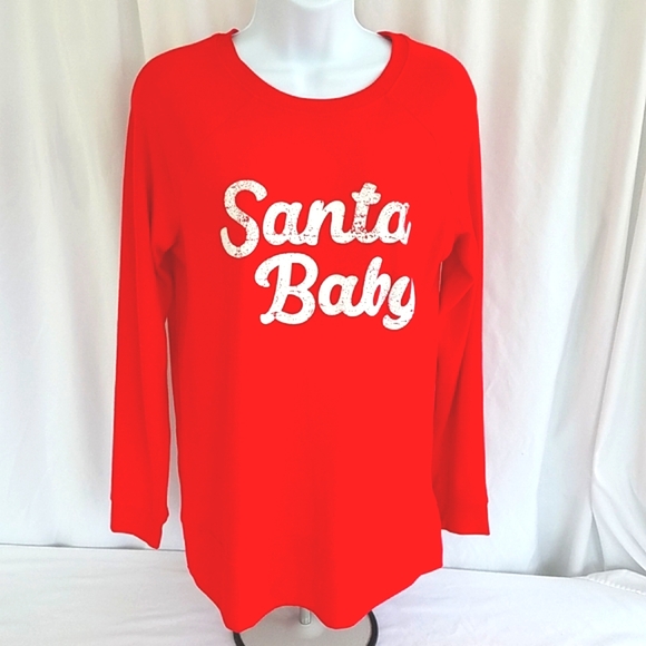 Isabel Maternity Santa Baby Graphic Long Sleeve Red Sweatshirt Size XSmall - Picture 1 of 4